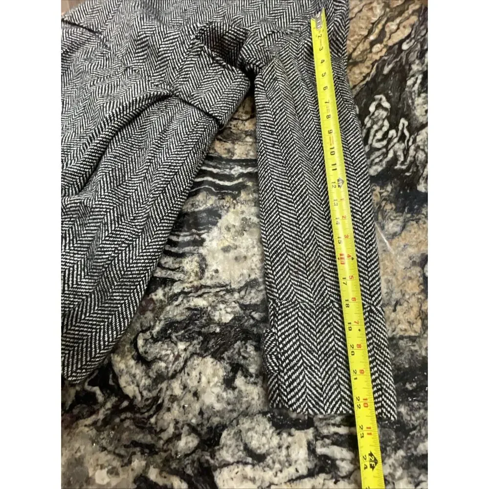 Y2K Wet Seal Herringbone Wool Blend Pea Coat Jacket Black White Herringbone‎ XL